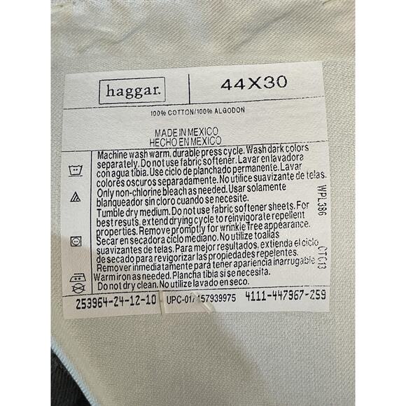 Haggar Pants Mens 44x30 Bark Freedom Khaki Pleated Classic Fit Wrinkle Free - Picture 11 of 11